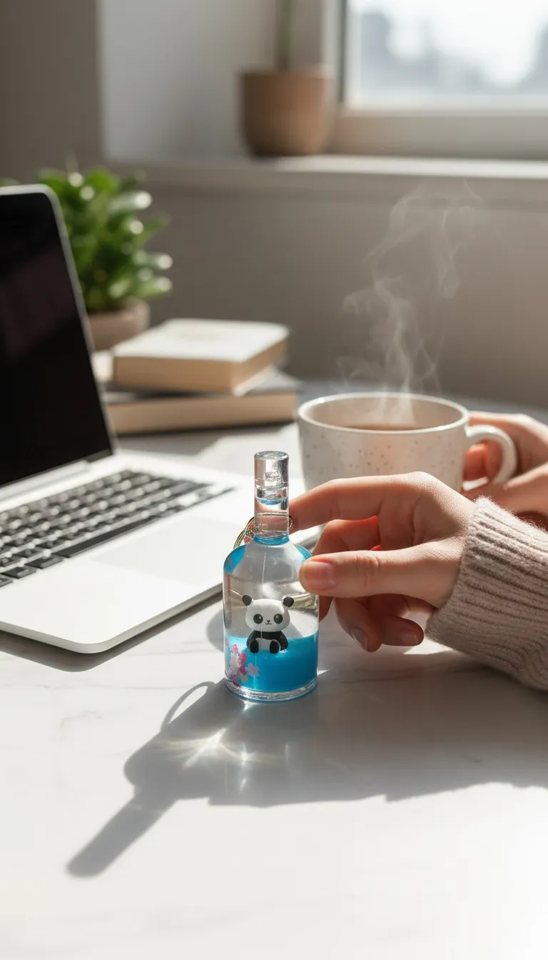 Panda Bottle Keycharm — Water Keycharm, view 2